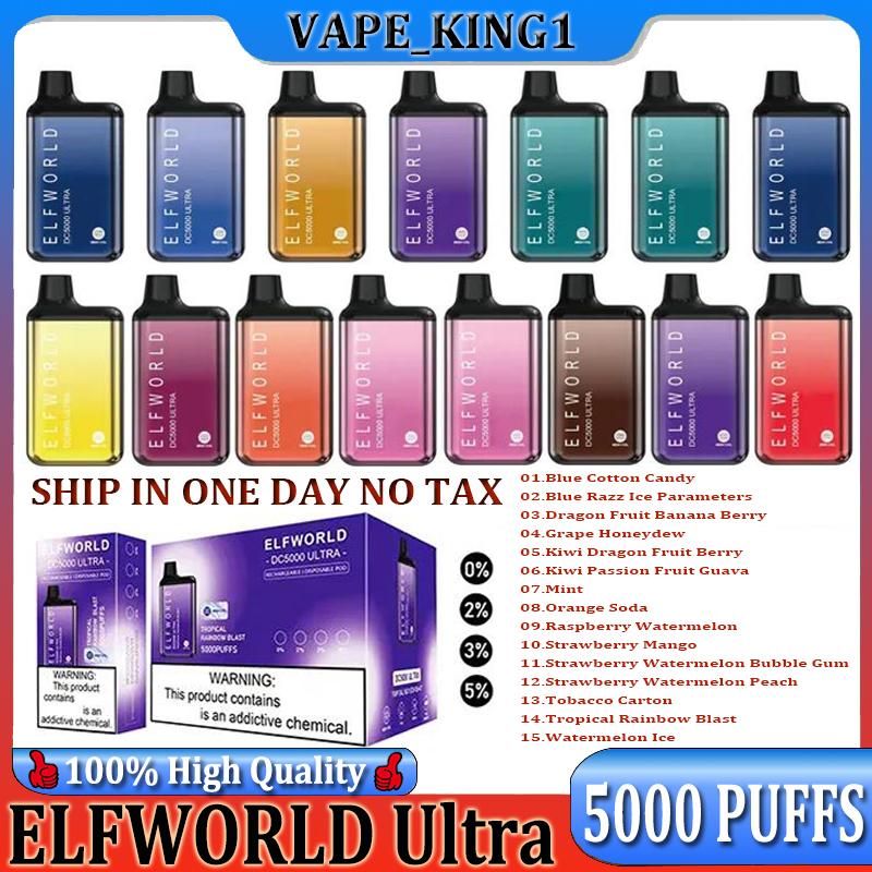 Original Elfworld Ultra 5000 Puffs Disposable Vape Pen E Cigarette With Rechargeable 650mAh Battery 13ml Prefilled Pod DC5000 Bar Kit VS Lost Mary
Original Elfworld Ultra 5000 Puffs Disposable Vape Pen E Cigarette With Rechargeable 650mAh Battery 13ml Prefilled Pod DC5000 Bar Kit VS Lost Mary