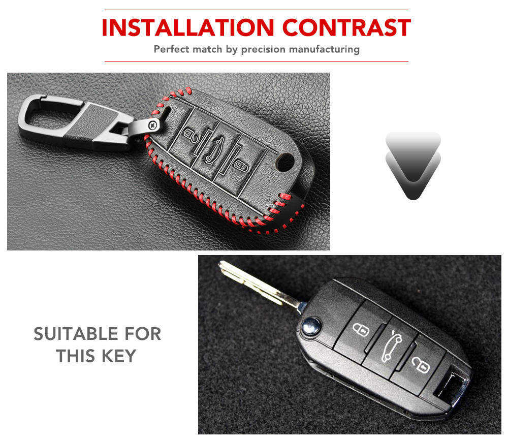 Car Key Case Cover For Peugeot 301 308 408 508 2008 308S 3008 4008 5008 307 Accessories Genuine Leather Keychain Bag Holder