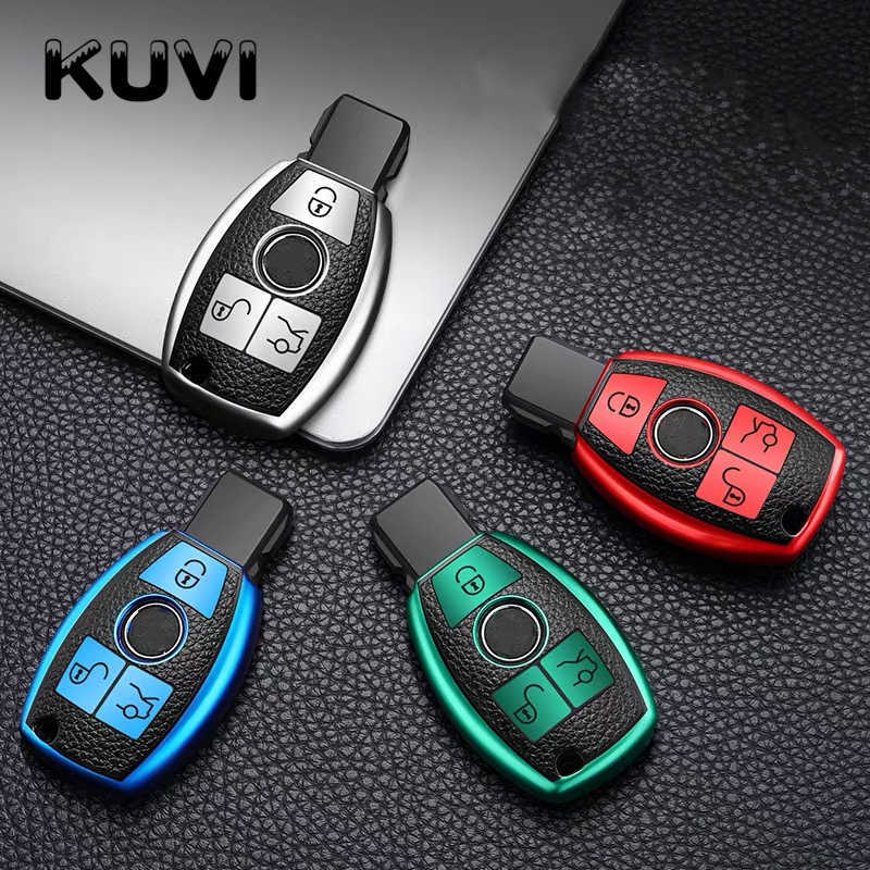 Leather TPU Car Key Fob Case Cover Protector For Mercedes Benz E C G M R S Class W204 W212 W176 GLC CLA GLA AMG Car Accessories