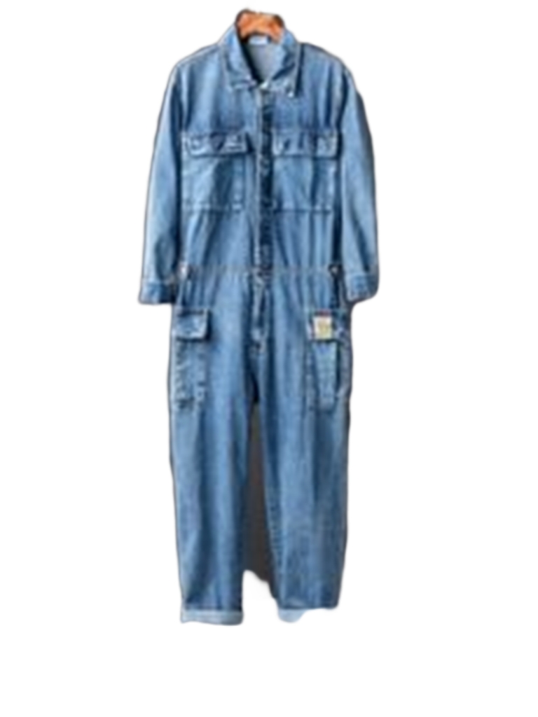 Gauges Men039s Jeans Loose Pockets Cargo Denim Long Sleeve Jumpsuits Hip Hop Overalls Blue Black