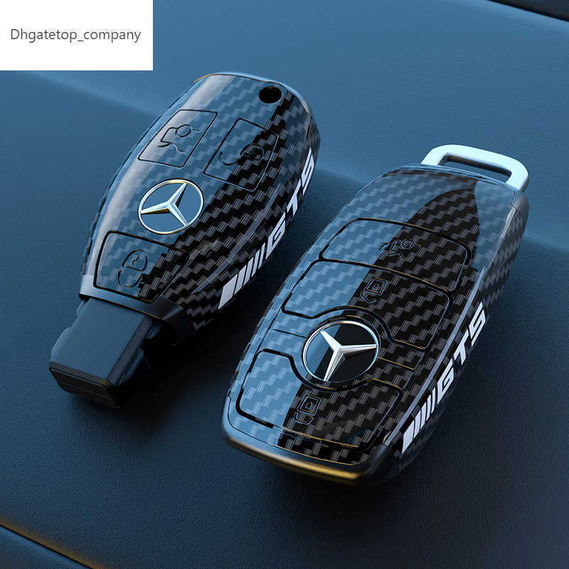 

ABS Carbon Fiber Style Car Key Case Cover Shell Fob For Mercedes Benz A B C E S Class W204 W205 W212 W213 W176 GLC CLA AMG W177, Green