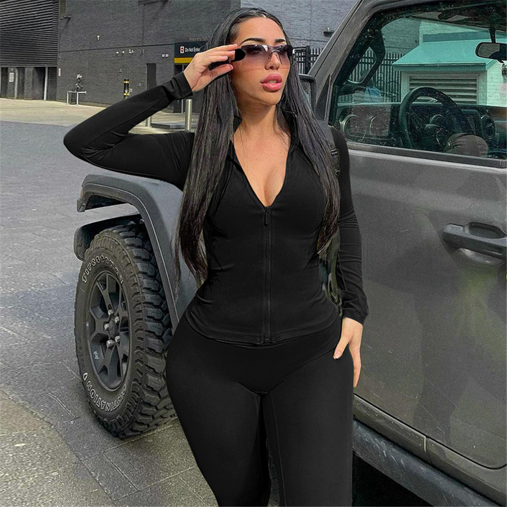 Fall Winter Tracksuits Women Outfits Plus size 2XL Long Sleeve Jacket and Pants Two Piece Sets Casual Workout Sportswear Solid Sweatsuits Jogging suit