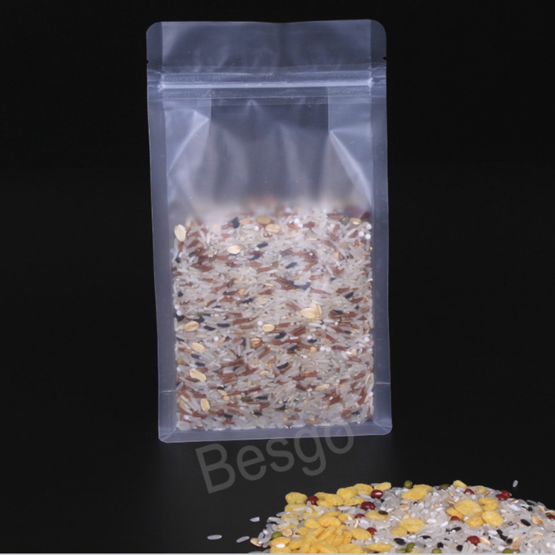 6 Sizes Plastic Matt Transparent Storage Bags Heat Sealable Resealable Zip Stand-Up Pouch Food Bean Storage Packaging Bag BH8183 TQQ