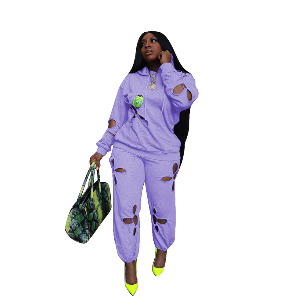 Fall Winter Women Cotton Tracksuits 2XL Sweatsuits Long Sleeve Outfits Pullover Hooded Hoodie and Jogging Sweatpants Two Piece Sets Casual Sportswear 