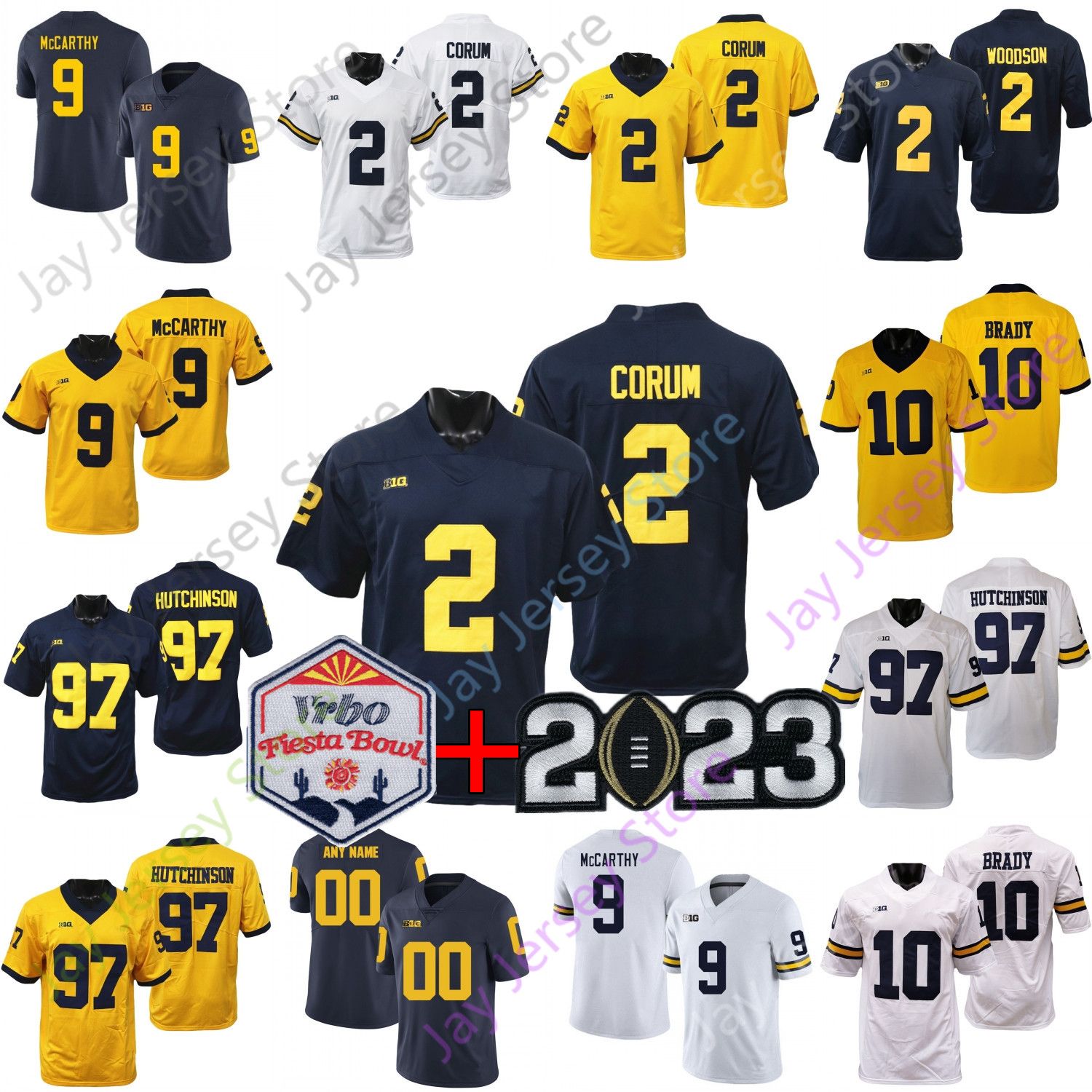 2023 Playoff Fiesta Bowl Michigan Wolverines Football Jersey NCAA College Aidan Hutchinson Tom Brady Charles Woodson Cade Blake Corum McCarthy, Navy i
2023 Playoff Fiesta Bowl Michigan Wolverines Football Jersey NCAA College Aidan Hutchinson Tom Brady Charles Woodson Cade Blake Corum McCarthy, Navy i