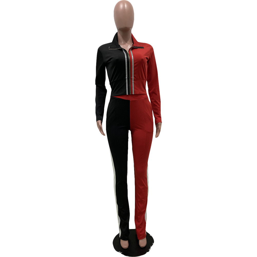 Women Tracksuits Fall Winter Outfits 2XL Long Sleeve Jacket and Pants Casual Patchwork Sportswear Outwork Sweatsuits Outdoor Jogger Suits Clothing 862