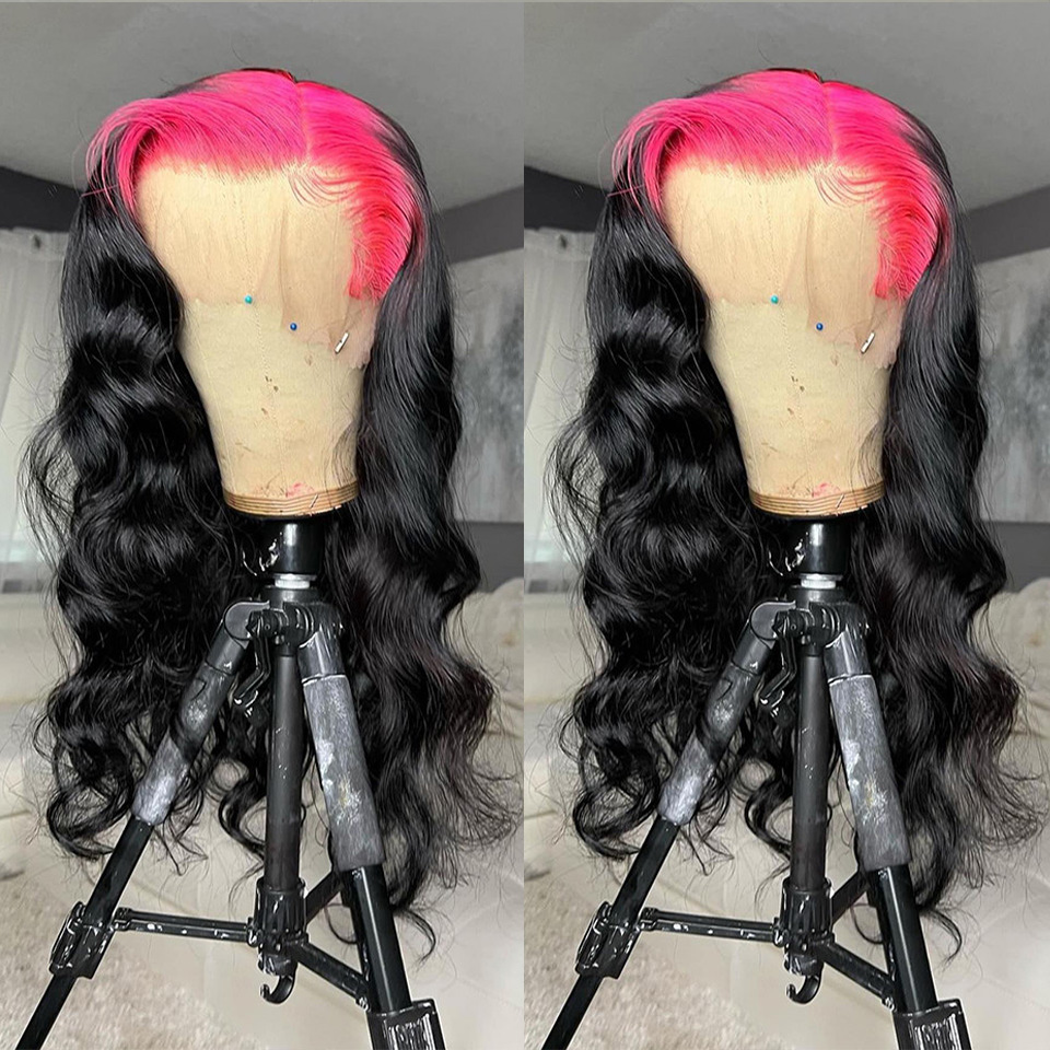 Pink Roots Brazilian Hair 13x4 Lace Front Wigs Body Wave Highlight Wig Simulation Human Hair For Black Women