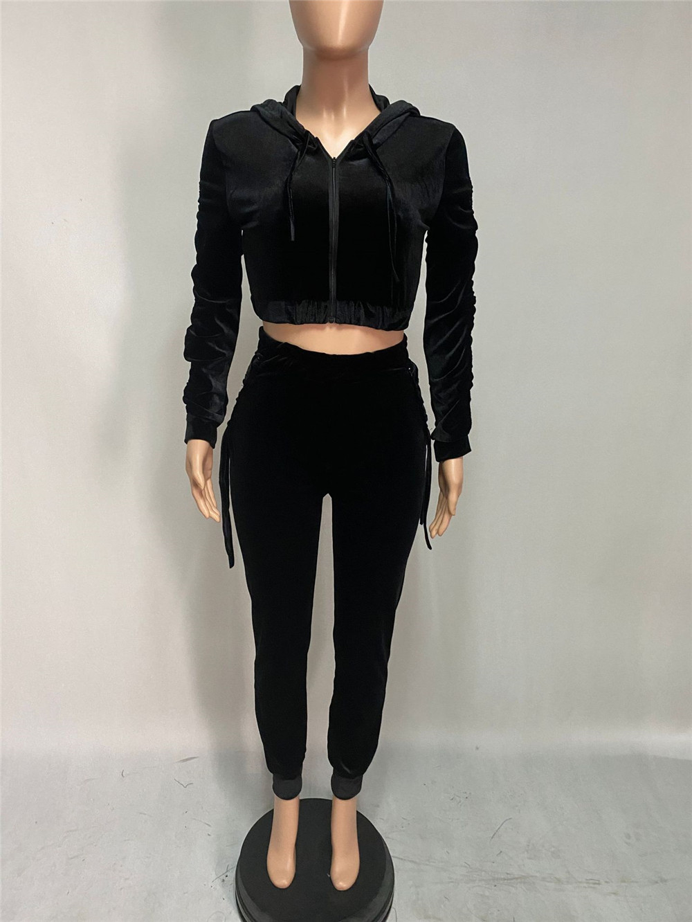 Fall Winter Velvet Tracksuits Women Sweatsuits Long Sleeve Hooded Jacket and Bandage Pants Two Piece Sets Outwork Outfits Casual Jogger suits Sporswea