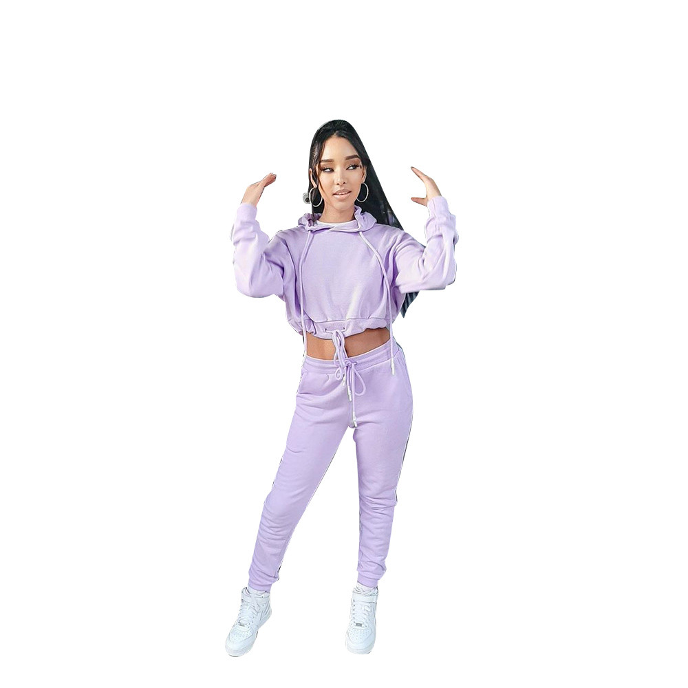 Fall Winter Women Tracksuits Plus size 2XL Jogger Suits Long Sleeve Outfits Bandage Hooded Hoodie and Pants Two Piece Sets Sweatsuits Casual Sportswea