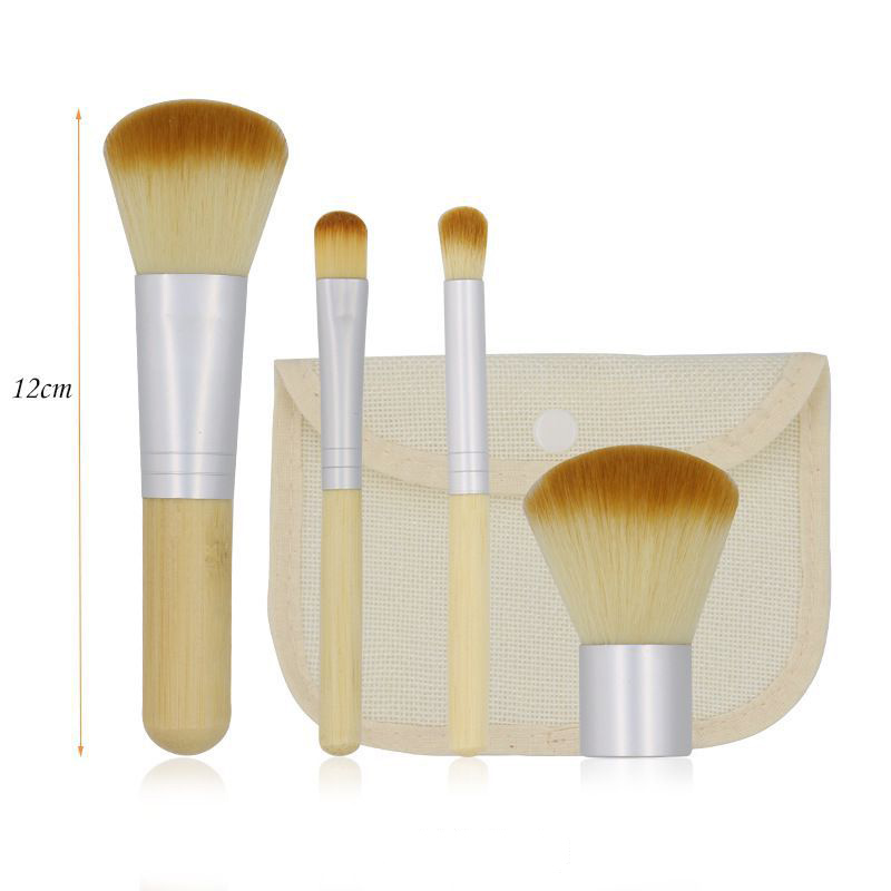 4pcs Bamboo Brushes Foundation Makeup Eye Shadow Blush Brush Cosmetic Set makeup brush set X250910