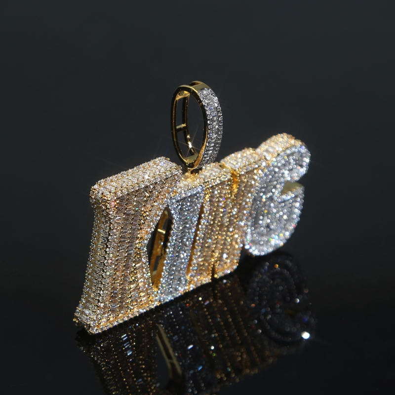 Iced Out Bling Cz Letter KING Pendant Chain Necklaces for Women Men HipHop Party Fashion Male Jewellery