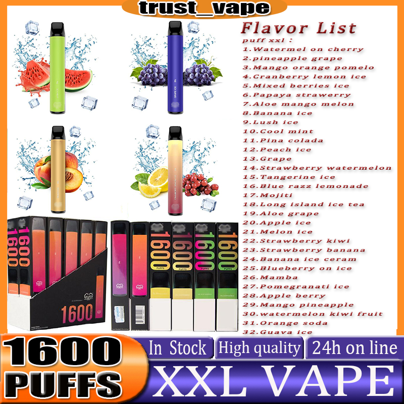 PUFF Vape Pen XXL 1600 Puffs Disposable E Cigarettes starter Kit Prefilled 4ml Pod mesh coil Smoking oil Cartridges 10 Colors VS puff 1600
PUFF Vape Pen XXL 1600 Puffs Disposable E Cigarettes starter Kit Prefilled 4ml Pod mesh coil Smoking oil Cartridges 10 Colors VS puff 1600