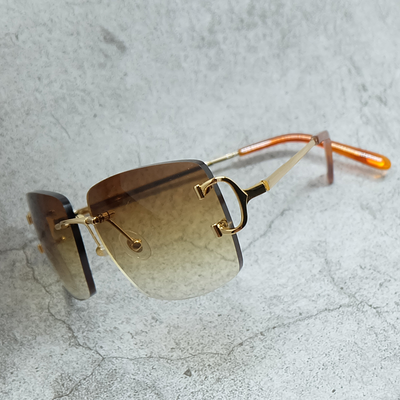 Square Sunglasses Women Carter Metal Sun Glasses Rimless Wire C Hip Hop Stylish Sunglass Shades Eyewear For Men