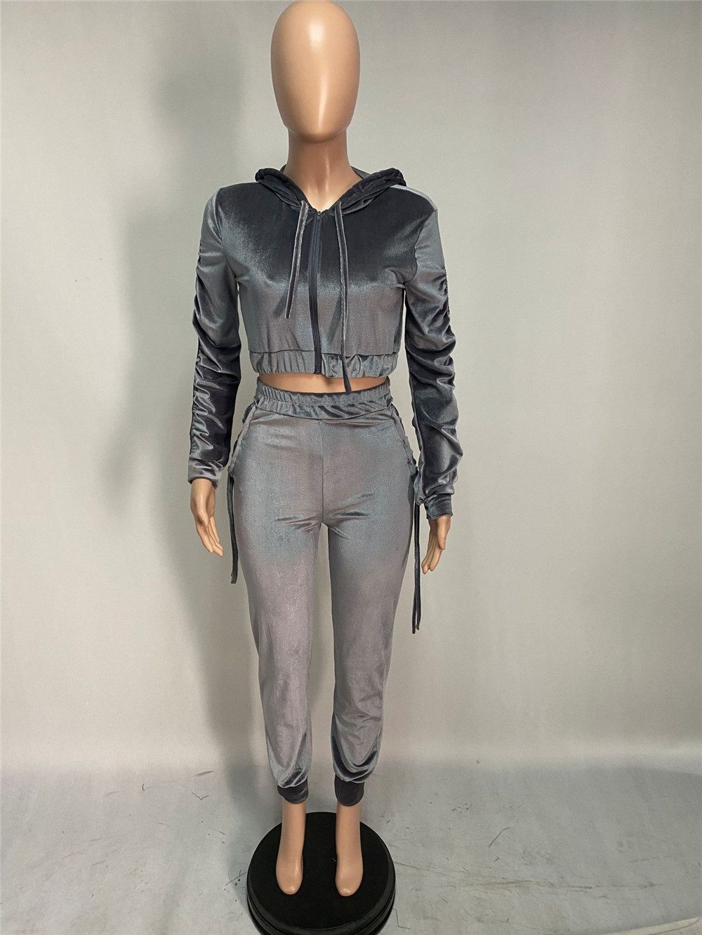 Fall Winter Velvet Tracksuits Women Sweatsuits Long Sleeve Hooded Jacket and Bandage Pants Two Piece Sets Outwork Outfits Casual Jogger suits Sporswea