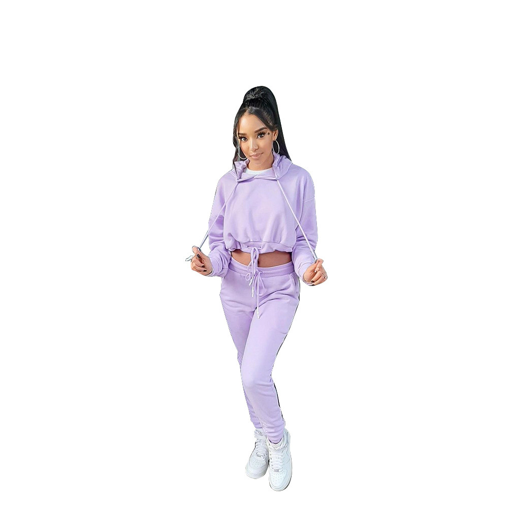 Fall Winter Women Tracksuits Plus size 2XL Jogger Suits Long Sleeve Outfits Bandage Hooded Hoodie and Pants Two Piece Sets Sweatsuits Casual Sportswea