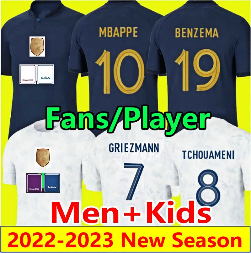 2022 MBAPPE BENZEMA FOFANA Soccer Jerseys 2023 Fans Player DEMBELE GRIEZMANN VARANE GIROUD NKUNKU GUENDOUZI CAMAVINGA maillots de football shirts women men kids, Fans 22-23 home
2022 MBAPPE BENZEMA FOFANA Soccer Jerseys 2023 Fans Player DEMBELE GRIEZMANN VARANE GIROUD NKUNKU GUENDOUZI CAMAVINGA maillots de football shirts women men kids, Fans 22-23 home
