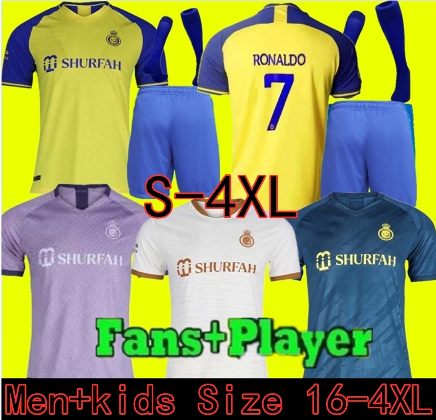 Size 16-4xl Al Nassr Fc Soccer Jerseys Ronaldo 2022 2023 Home Yellow Away Blue Third 22 23 Cr7 Gonzalo Martinez Talisca Ghislain Konan