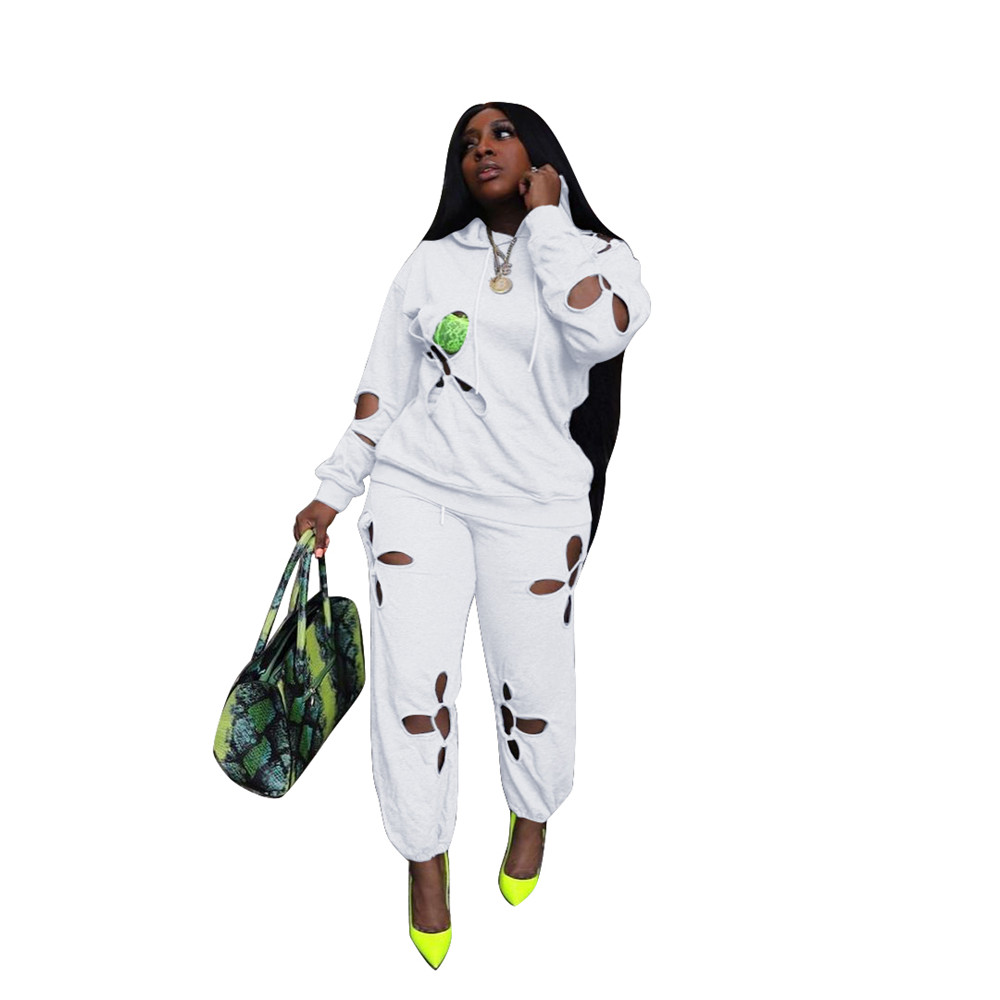 Fall Winter Women Cotton Tracksuits 2XL Sweatsuits Long Sleeve Outfits Pullover Hooded Hoodie and Jogging Sweatpants Two Piece Sets Casual Sportswear 