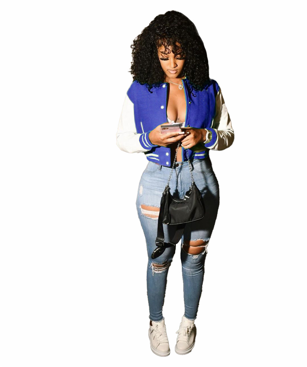 Fall Winter Baseball Uniform Jacket Women Clothes Plus size 2XL Romber Coat Casual Long Sleeve Patchwork Outerwear Fitness Print Jackets Bulk items 86