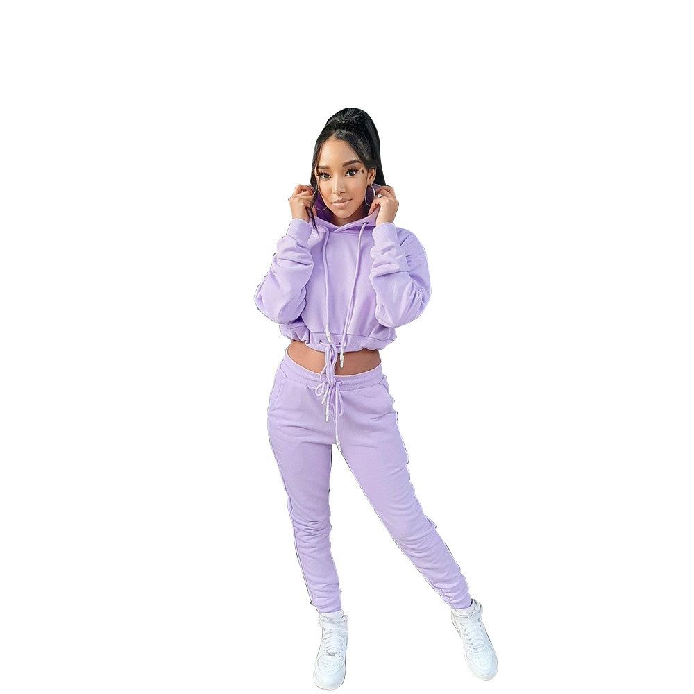 Fall Winter Women Tracksuits Plus size 2XL Jogger Suits Long Sleeve Outfits Bandage Hooded Hoodie and Pants Two Piece Sets Sweatsuits Casual Sportswea