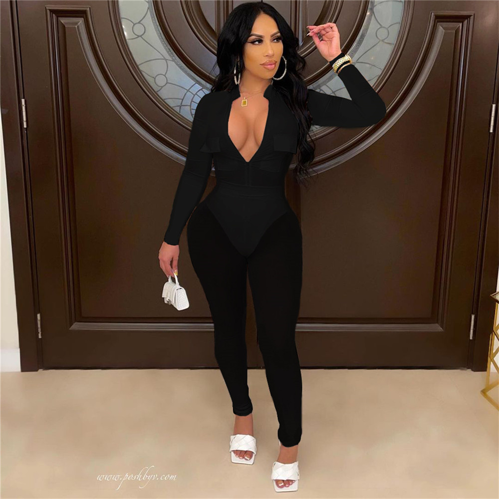 Bulk Wholesale Tracksuits Women Sexy Bodysuits and Mesh Pants Two Piece Sets Autumn Clothes Long Sleeve Rompers See Through Leggings Night Club Wear 8