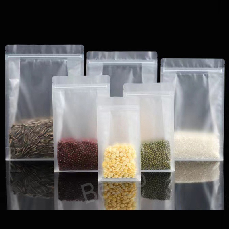 6 Sizes Plastic Matt Transparent Storage Bags Heat Sealable Resealable Zip Stand-Up Pouch Food Bean Storage Packaging Bag BH8183 TQQ