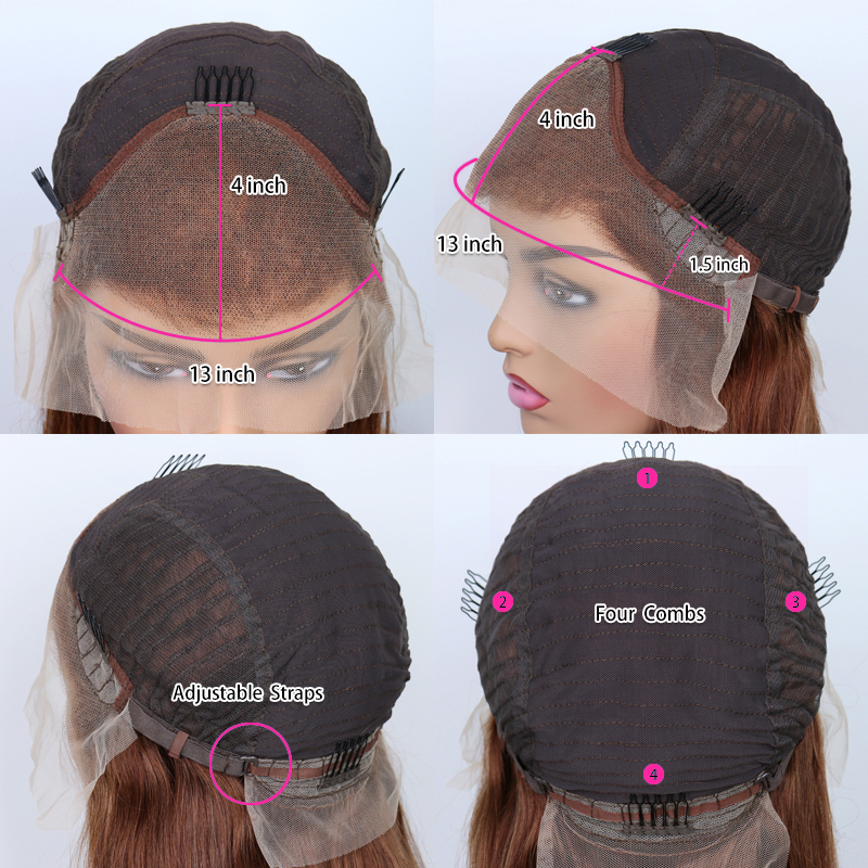 HD 360 Highlight Brown Colored Lace Front Human Hair Wigs For Women Glueless Body Wave Honey Blonde 13x4 Full Lace Frontal Wig
