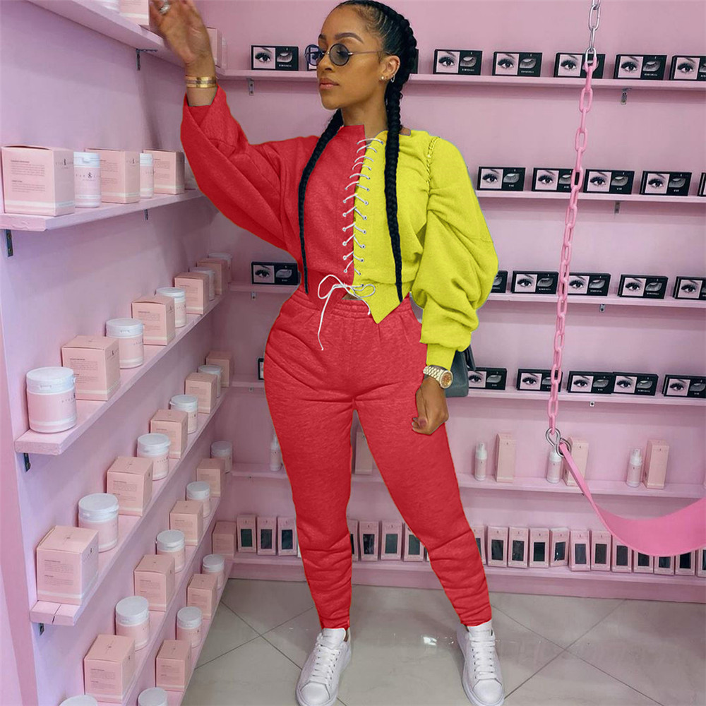 Fall Winter Women Tracksuits Long Sleeve Outfits Bandage Pullover Hoodie And Pants Two Piece Sets Matching Sweatsuits Casual Sportswear Jogger Suits 8