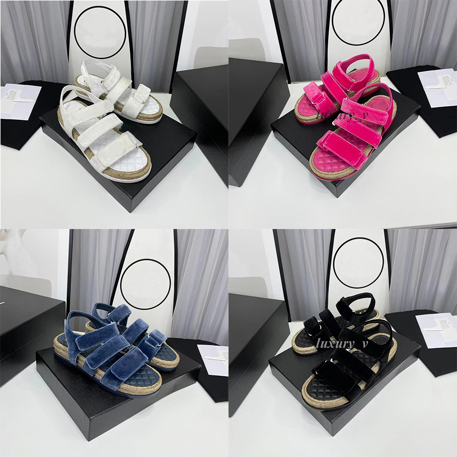 Designer Women Sandals Hook Loop Velvet Sandal Straw Platform Slippers Ladies Leather Slipper Classic Summer Beach Sandal with box, Color 5
Designer Women Sandals Hook Loop Velvet Sandal Straw Platform Slippers Ladies Leather Slipper Classic Summer Beach Sandal with box, Color 5