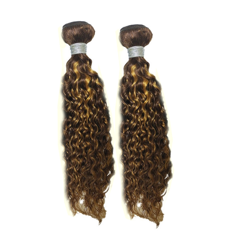 Brazilian Human Hair Peruvian Indian P4 27 Piano Color Water Wave 3 Bundles With 4X4 Lace Closure Baby Hairs Yirubeauty 10-30inch