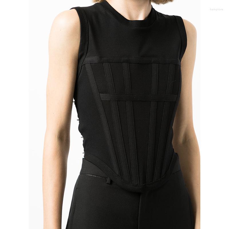 Women' T Shirts 2023 Summer Ribbed Round Neck Sleeveless Corset Shape Temperament Fashion Sexy Fishbone Vest Curved Hem Top, Black vest
Women' T Shirts 2023 Summer Ribbed Round Neck Sleeveless Corset Shape Temperament Fashion Sexy Fishbone Vest Curved Hem Top, Black vest