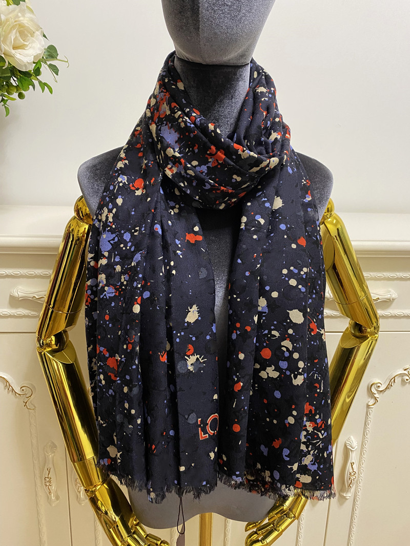 women long scarves 100% cashmere material thin and soft print letter dot pattern size 180cm - 100cm