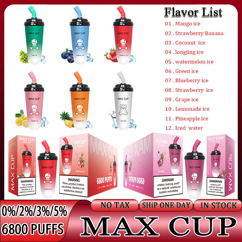 Original Max Cup 6800 Puffs Electronic Cigarette 0/2/3/5% 16ML Puff 6800 Disposable Vape Pen Starter Kit Rechargeable 850mAh Battery Milk Tea Vape Coke Jar 12 Flavors
Original Max Cup 6800 Puffs Electronic Cigarette 0/2/3/5% 16ML Puff 6800 Disposable Vape Pen Starter Kit Rechargeable 850mAh Battery Milk Tea Vape Coke Jar 12 Flavors