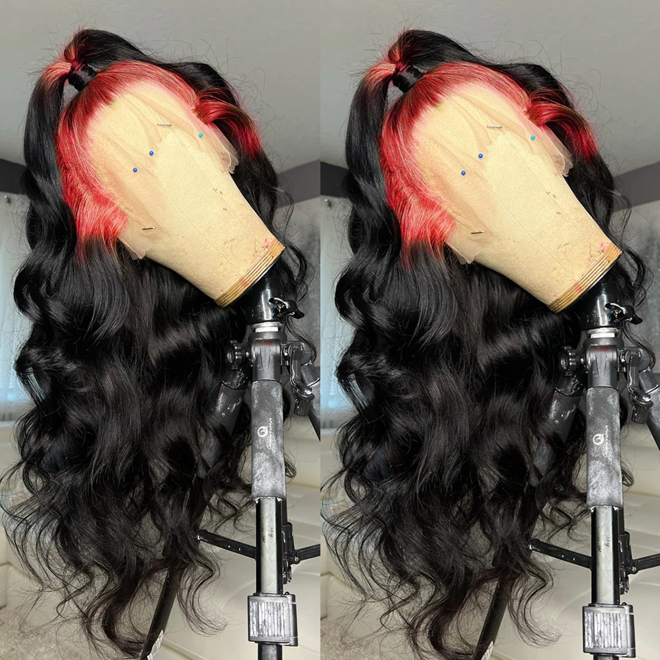 Pink Roots Brazilian Hair 13x4 Lace Front Wigs Body Wave Highlight Wig Simulation Human Hair For Black Women