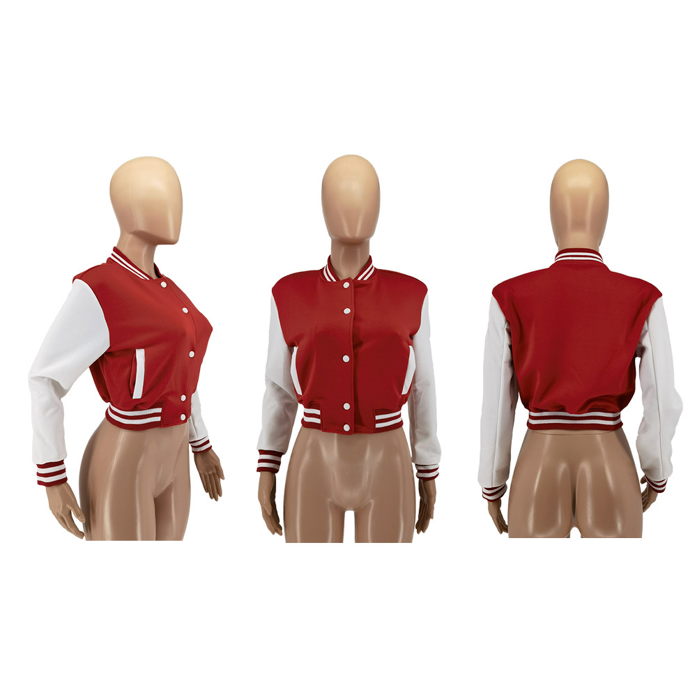 Fall Winter Baseball Uniform Jacket Women Clothes Plus size 2XL Romber Coat Casual Long Sleeve Patchwork Outerwear Fitness Print Jackets Bulk items 86