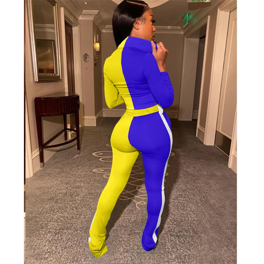 Women Tracksuits Fall Winter Outfits 2XL Long Sleeve Jacket and Pants Casual Patchwork Sportswear Outwork Sweatsuits Outdoor Jogger Suits Clothing 862