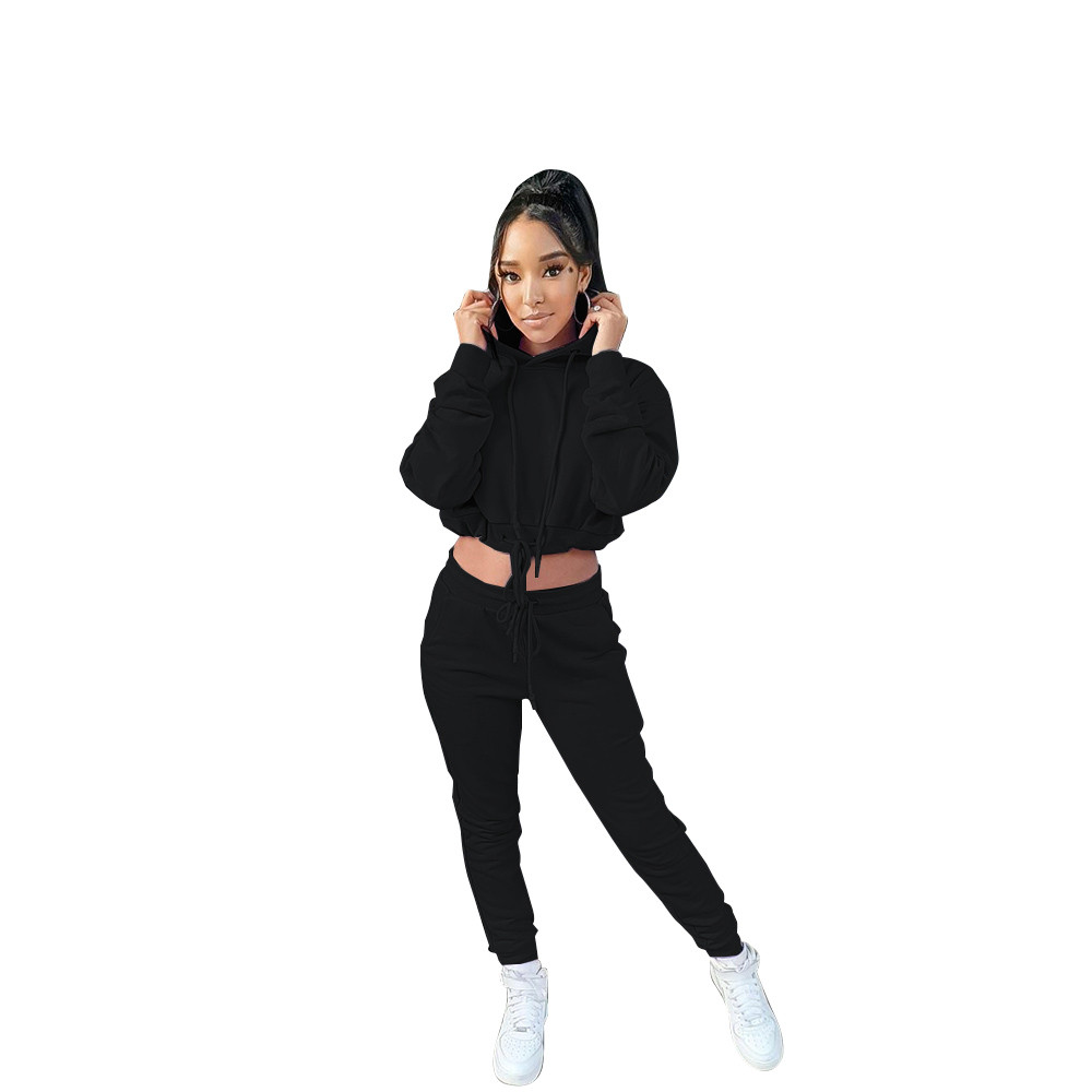Fall Winter Women Tracksuits Plus size 2XL Jogger Suits Long Sleeve Outfits Bandage Hooded Hoodie and Pants Two Piece Sets Sweatsuits Casual Sportswea