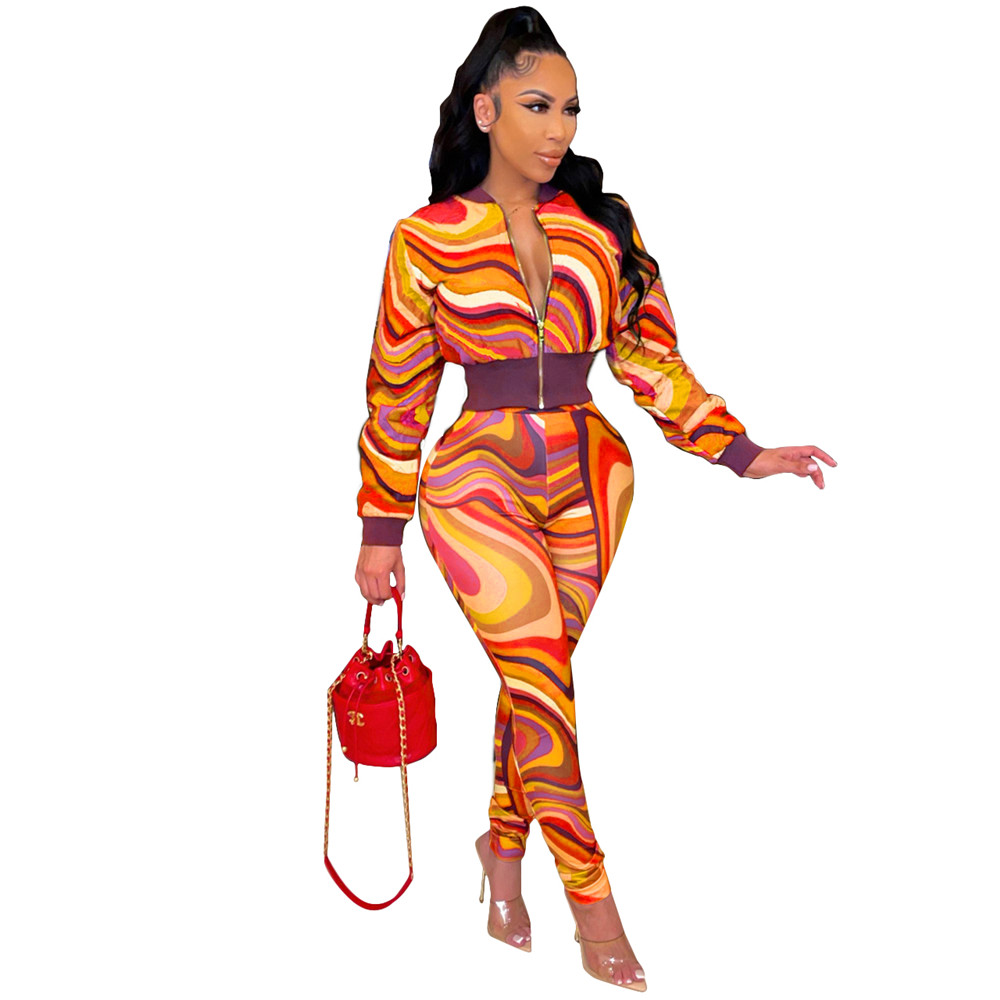 Wholesale Print Tracksuits Women Two Piece Sets Fall Winter Outfits Long Sleeve Jacket and Pants Sportswear Outwork Sweatsuits Outdooor Jogger Suits 8