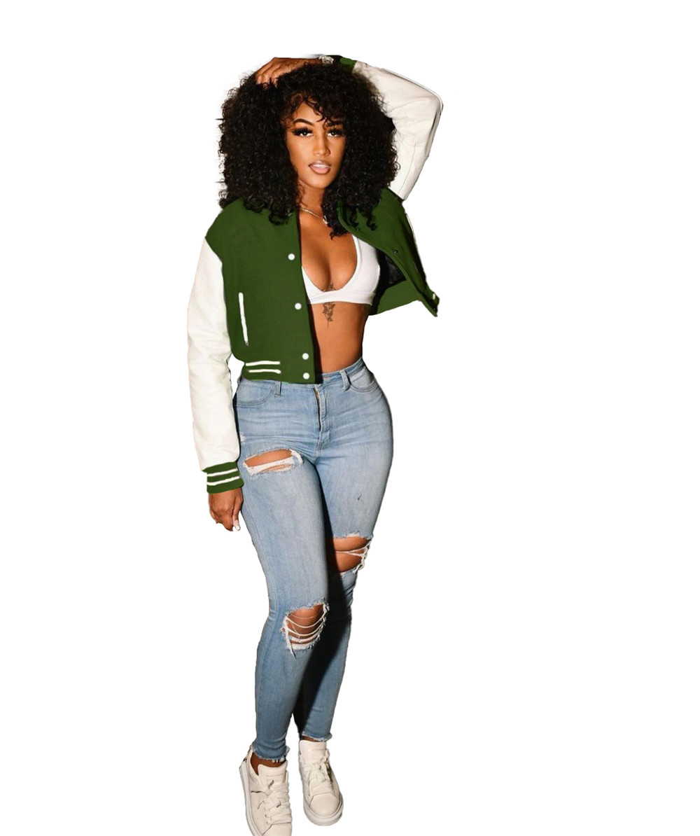 Fall Winter Baseball Uniform Jacket Women Clothes Plus size 2XL Romber Coat Casual Long Sleeve Patchwork Outerwear Fitness Print Jackets Bulk items 86