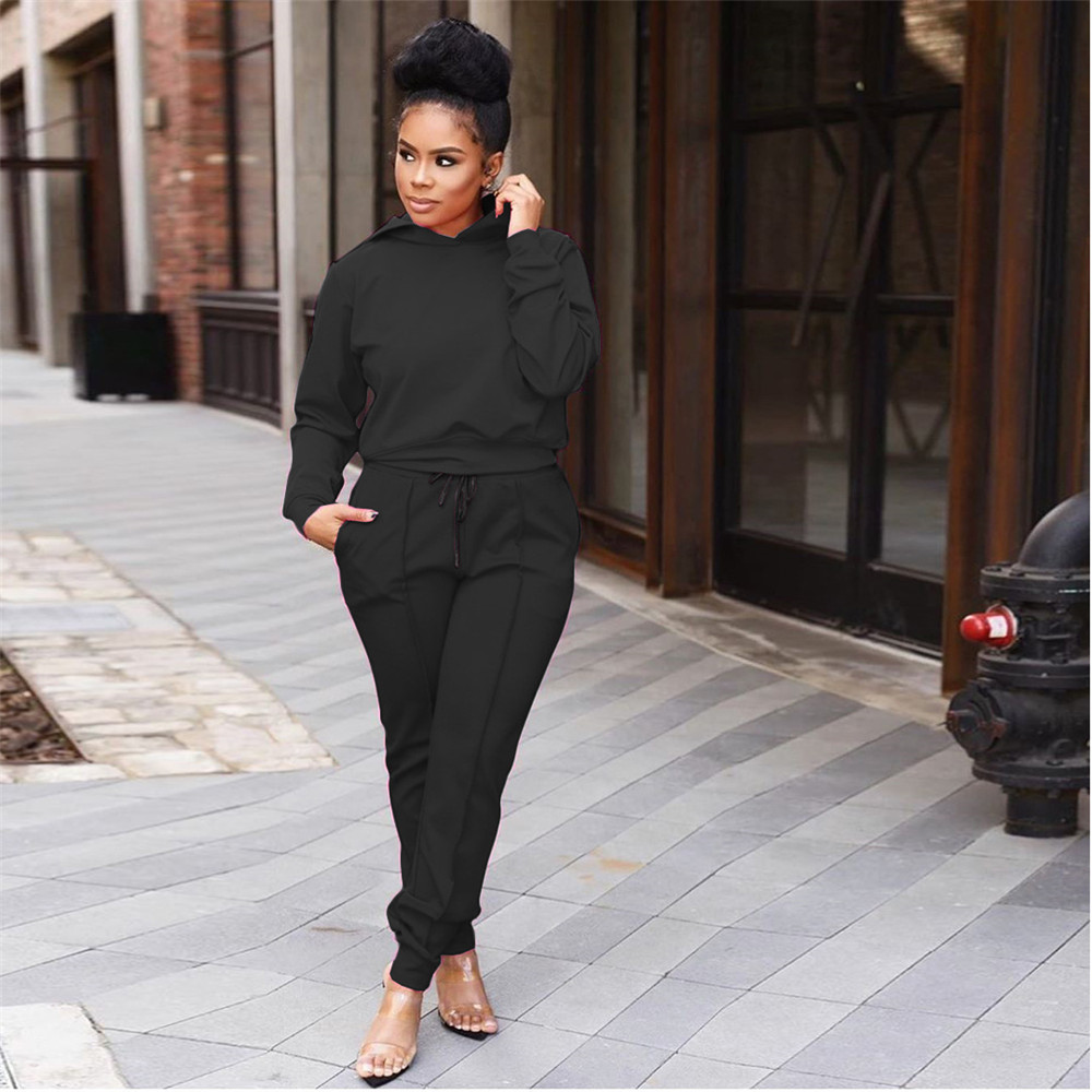 Fall Winter Women Tracksuits Plus size 3XL 4XL Long Sleeve Outfits Pullover Hooded Hoodie Pants Two Piece Sets Sweatsuits Casual Sportswear Jogger Sui