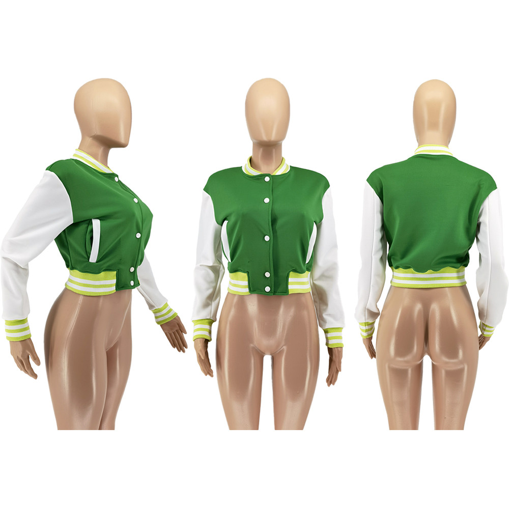 Fall Winter Baseball Uniform Jacket Women Clothes Plus size 2XL Romber Coat Casual Long Sleeve Patchwork Outerwear Fitness Print Jackets Bulk items 86