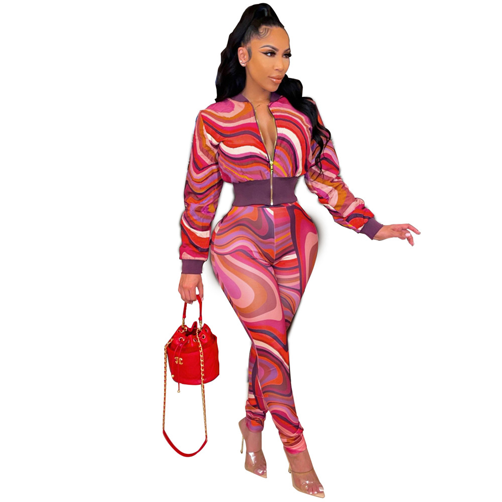 Wholesale Print Tracksuits Women Two Piece Sets Fall Winter Outfits Long Sleeve Jacket and Pants Sportswear Outwork Sweatsuits Outdooor Jogger Suits 8
