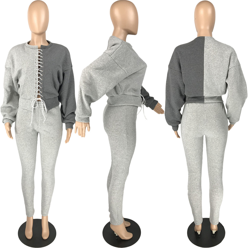 Fall Winter Women Tracksuits Long Sleeve Outfits Bandage Pullover Hoodie And Pants Two Piece Sets Matching Sweatsuits Casual Sportswear Jogger Suits 8