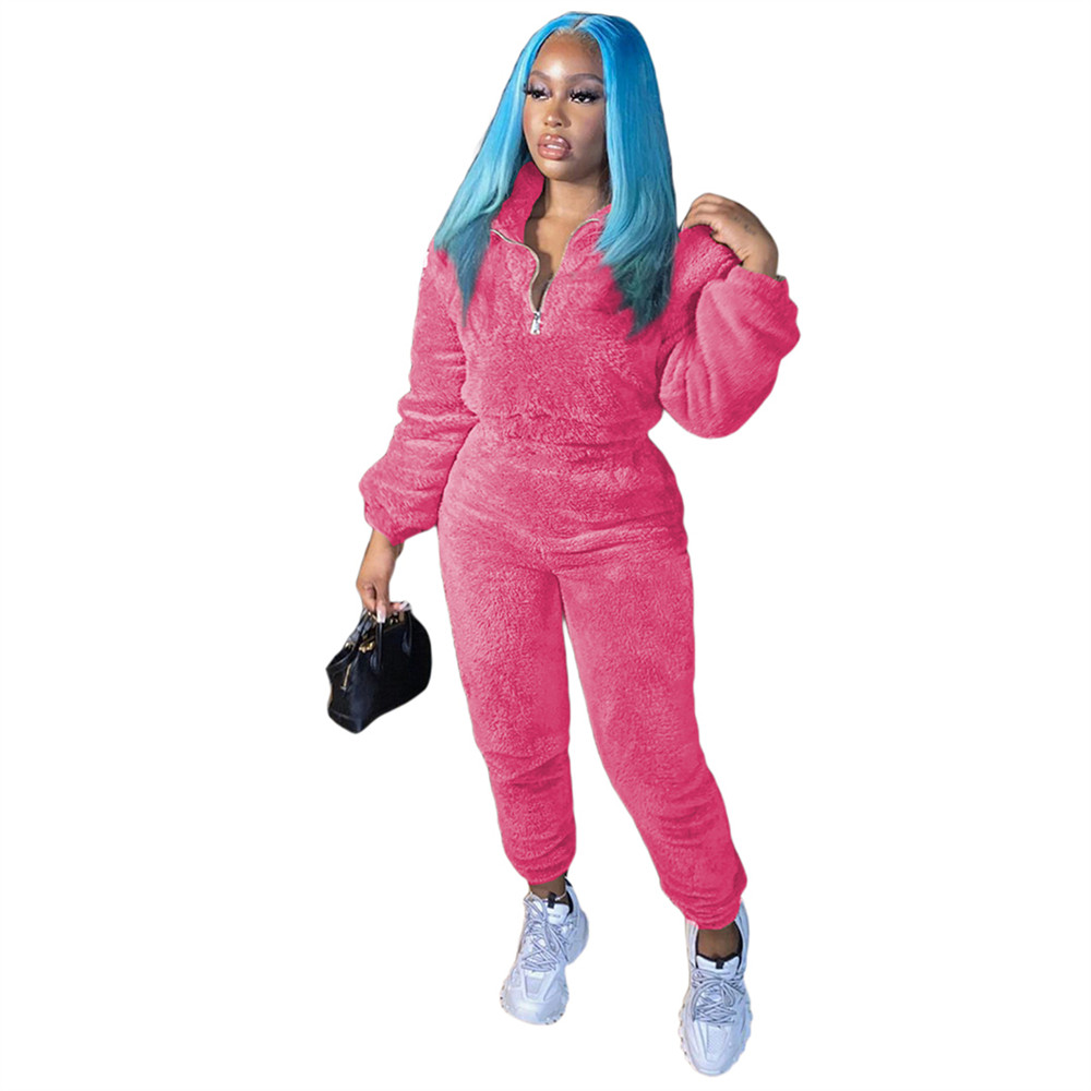 Fall Winter Women Tracksuits Fleece Sweatsuits Long Sleeve Pullover Top and Pants Two Piece Sets Casual Solid Outfits Thick Warm Sportswear Jogging su