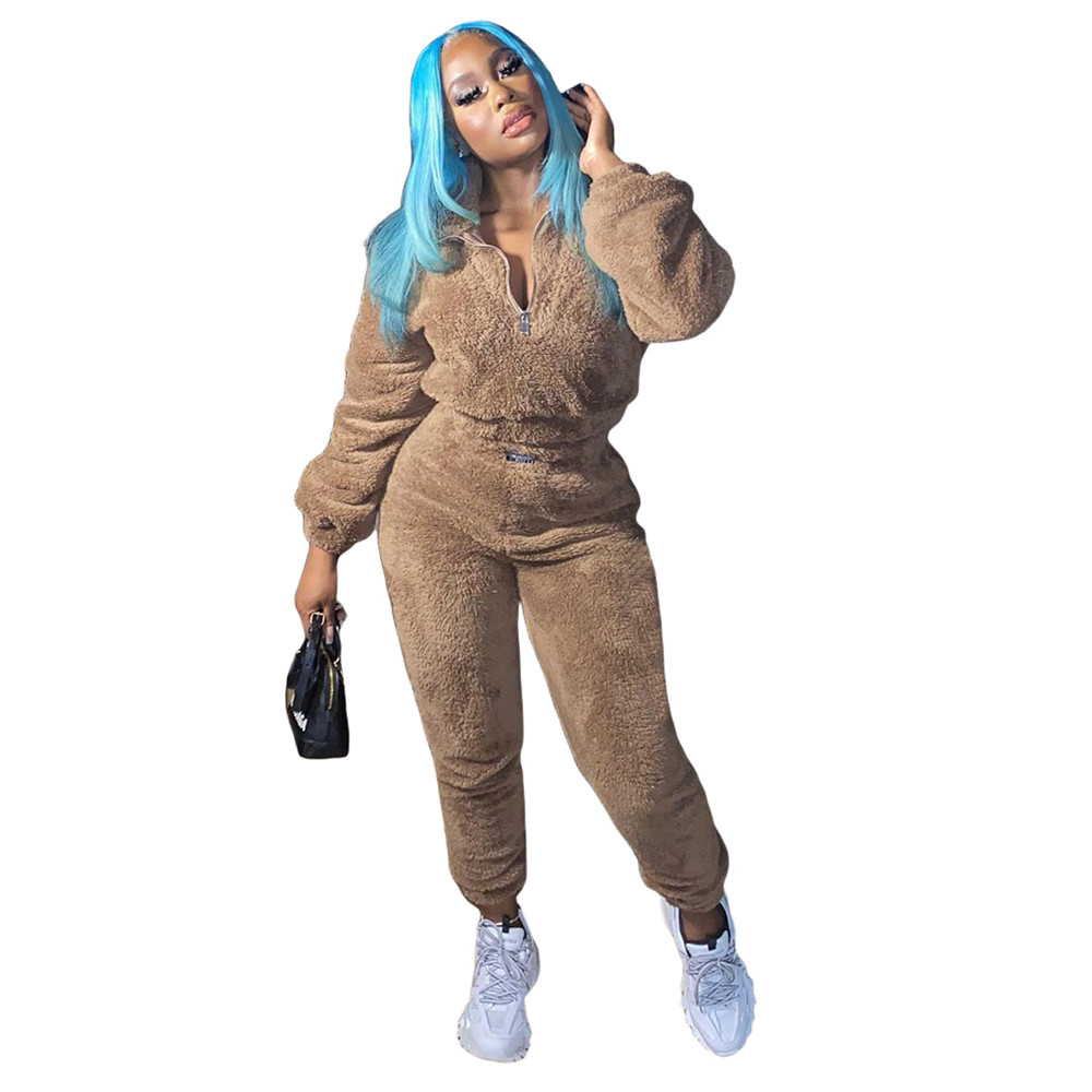 Fall Winter Women Tracksuits Fleece Sweatsuits Long Sleeve Pullover Top and Pants Two Piece Sets Casual Solid Outfits Thick Warm Sportswear Jogging su