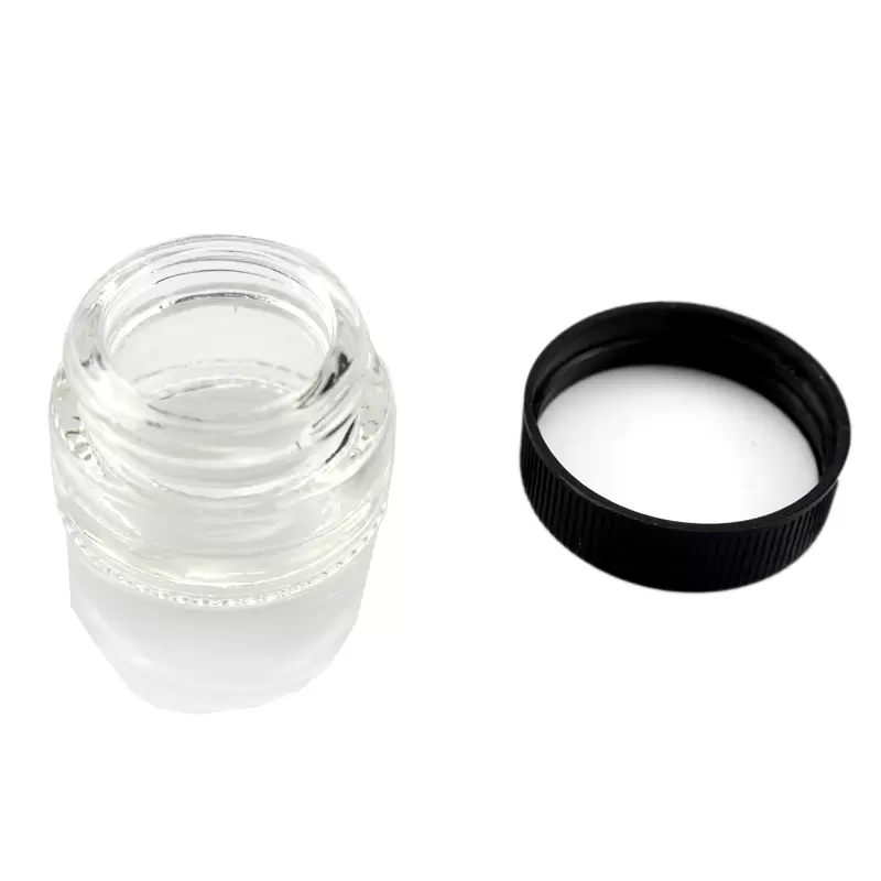 Glass Bottle Tempered Wax Dab Jar Food Grade Non-Stick 5ml Dry Herb Concentrate Container with Black Lid