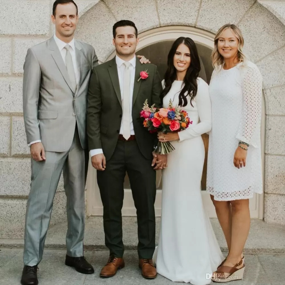 Satin Mermaid Modest Bridal Gowns Long Sleeves Elegant Country Western Women Modest Custom Made Wedding Dresses