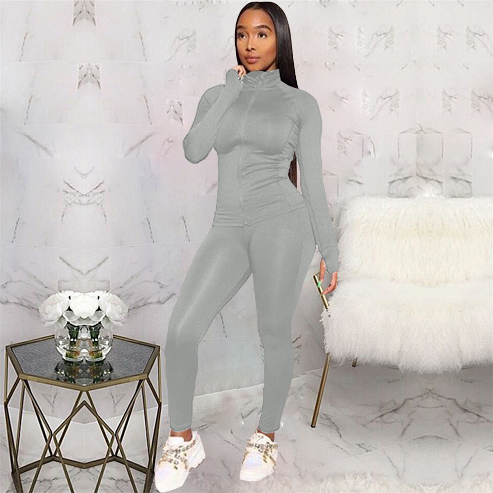 Fall Winter Tracksuits Women Outfits Long Sleeve Solid Jacket and Pants Two Piece Sets Outwork Sportswear Casual Jogger suits Black Sweatsuits 8573