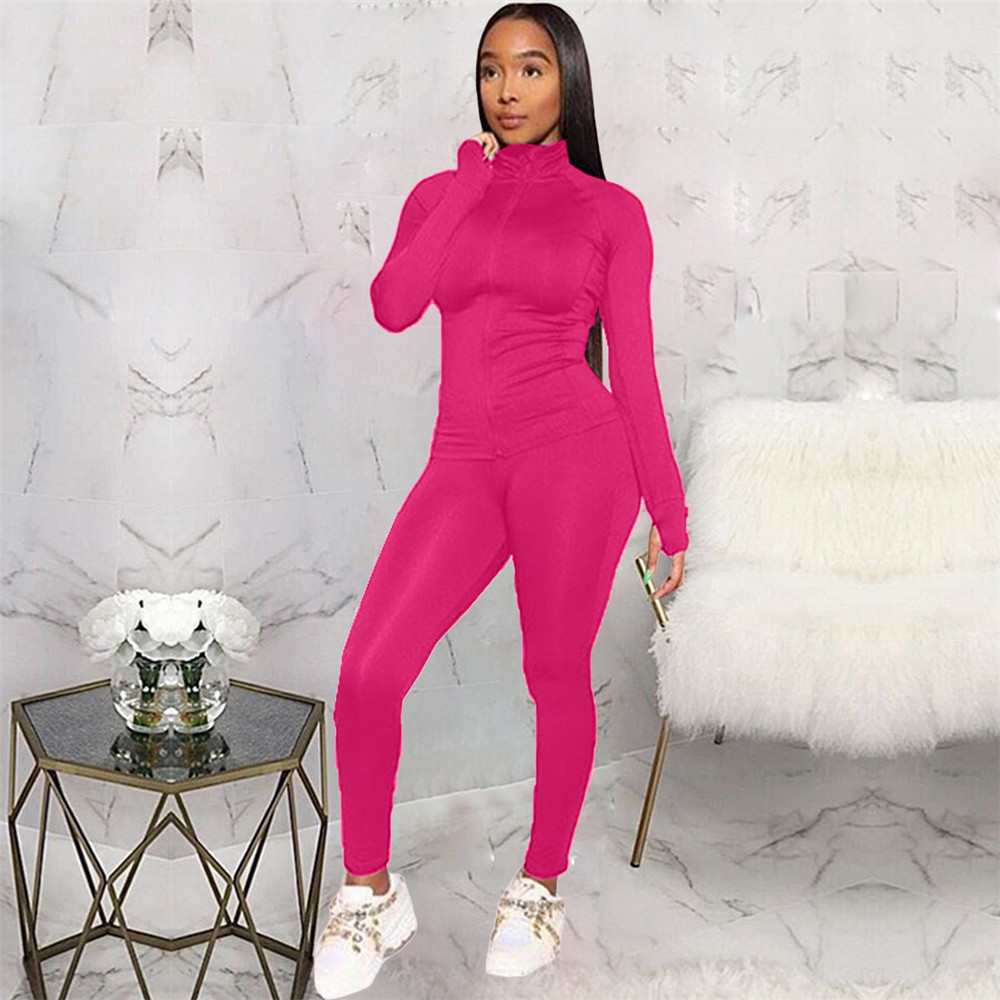 Fall Winter Tracksuits Women Outfits Long Sleeve Solid Jacket and Pants Two Piece Sets Outwork Sportswear Casual Jogger suits Black Sweatsuits 8573