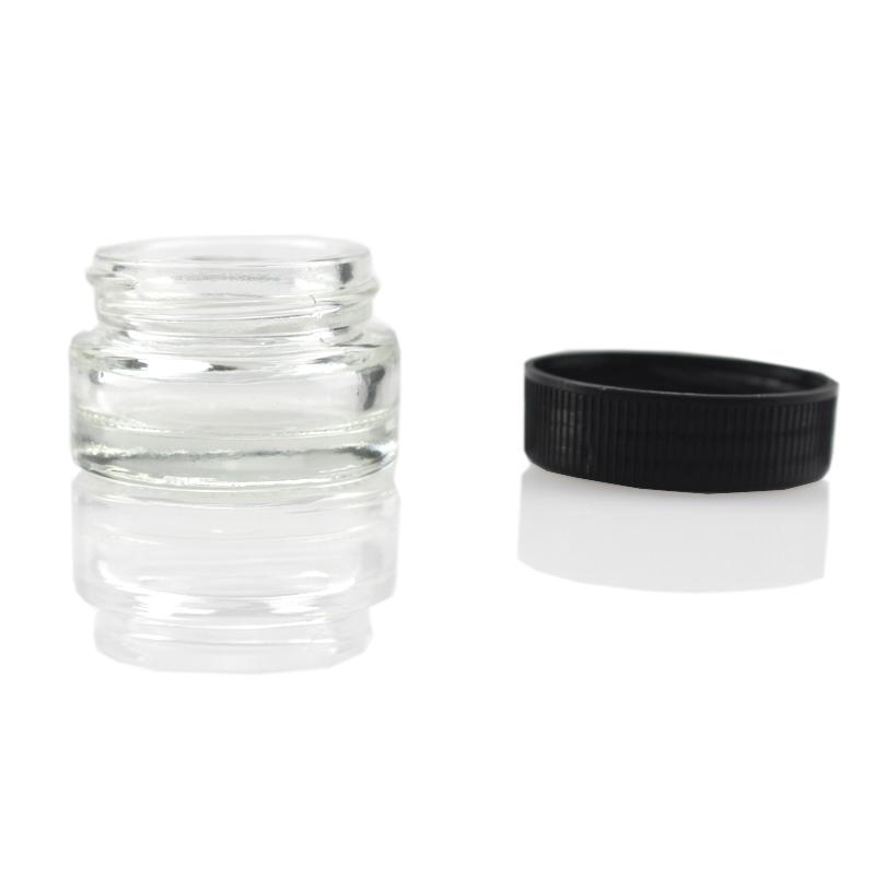 Glass Bottle Tempered Wax Dab Jar Food Grade Non-Stick 5ml Dry Herb Concentrate Container with Black Lid